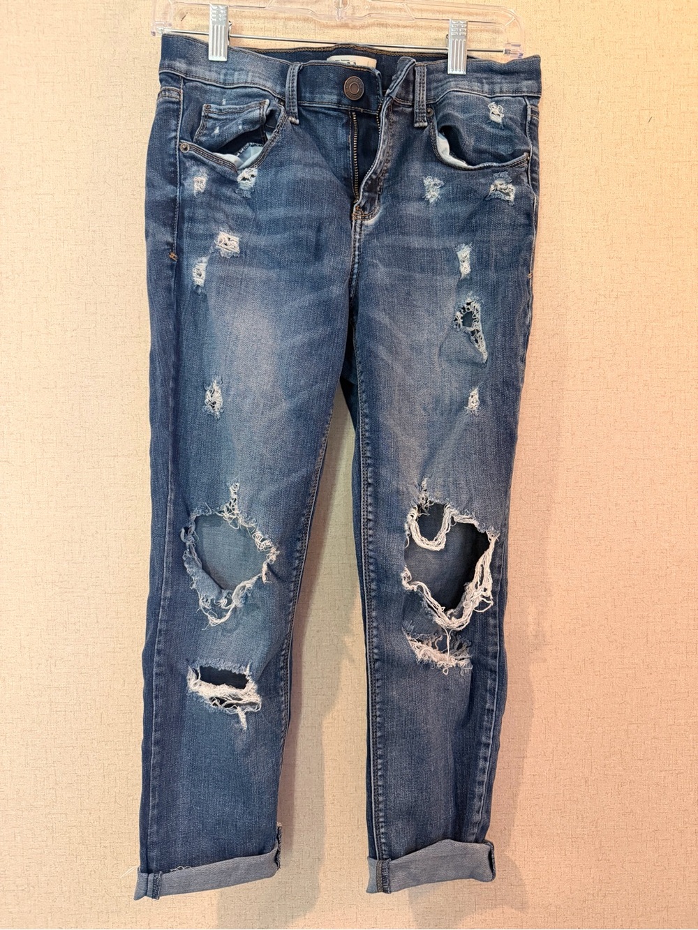 MUDD Heavily Distressed Capri Jeans